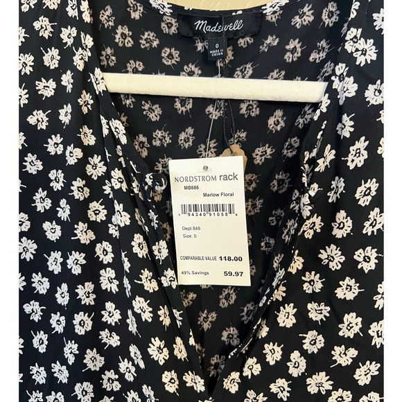 Madewell Marlow Navy Ditsy Floral Midi Dress Size 0 NWT - Picture 5 of 5
